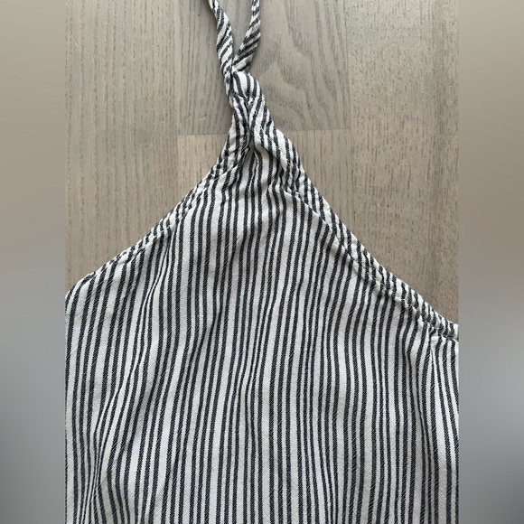 Hollister Striped Chambray Nautical Airy Crop Top with Tie and Low Back - Picture 2 of 5